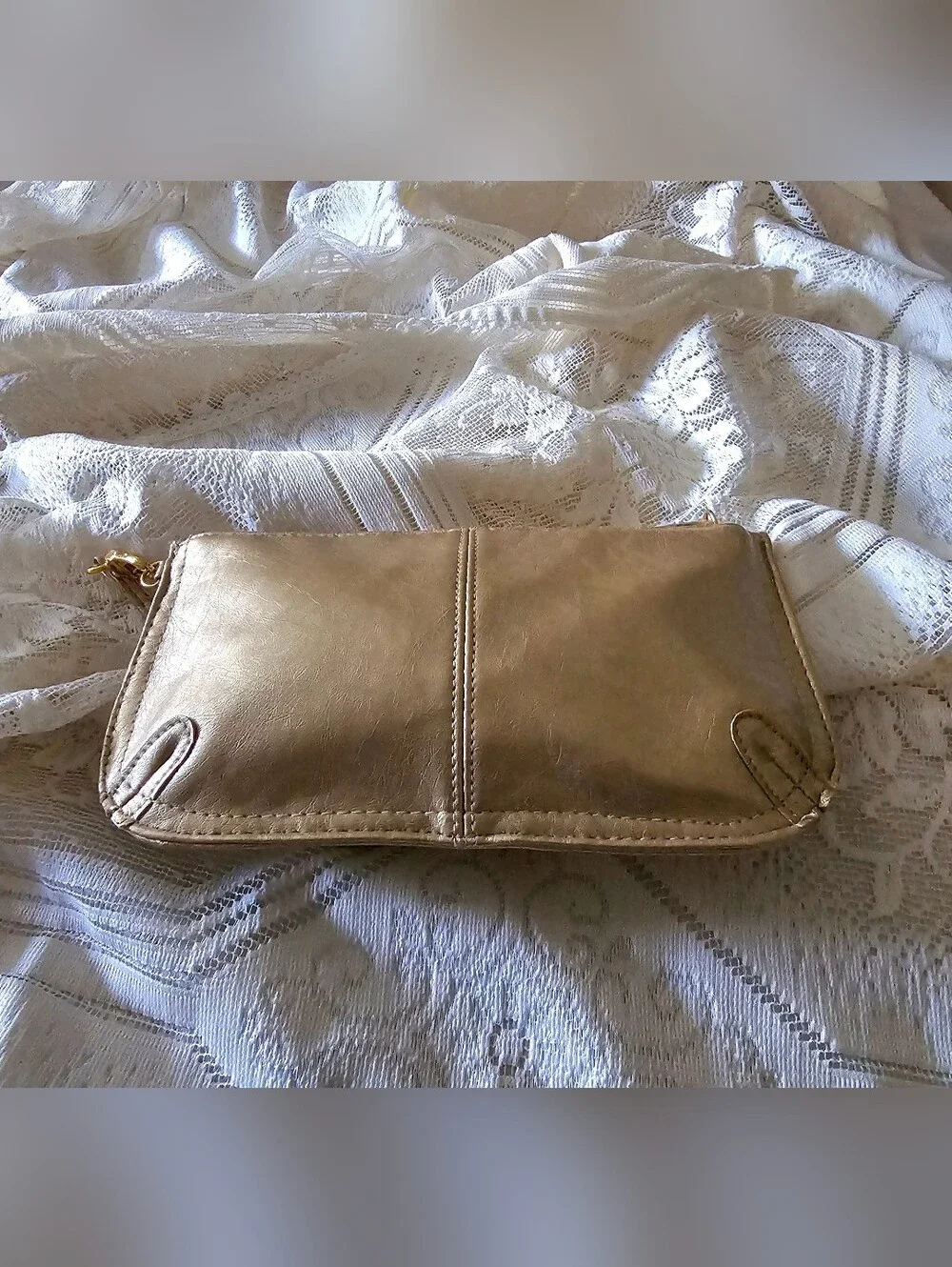 Neiman Marcus Gold Metallic Wristlet Clutch